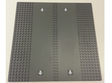 30225c01pb05 - Baseplate, Road 32 x 32 7-Stud Straight with Double Driveway with Four White Arrows Pattern (Stickers) - Set 7993