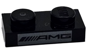 3023pb09 - Plate 1 x 2 with AMG Logo on Silver Background Pattern