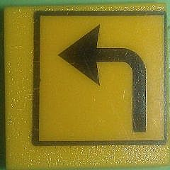 30258pb031 - Road Sign 2 x 2 Square with Clip with Arrow Left Turn Pattern (Sticker) - Set 7243