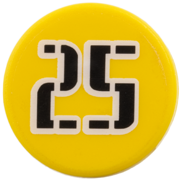 30261pb008 - Road Sign 2 x 2 Round with Clip with Black '25' with White Outline Pattern (Sticker) - Set 3424