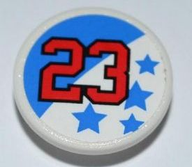 30261pb014 - Road Sign 2 x 2 Round with Clip with Red '23' and Blue Stars Pattern (Sticker) - Set 8125