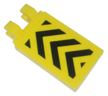 30350apb001 - Tile, Modified 2 x 3 with 2 Clips Angled with Black and Yellow Danger Stripes Pattern