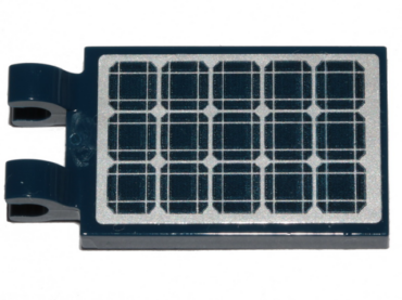 30350bpb083 - Tile, Modified 2 x 3 with 2 Open O Clips with Silver and Dark Blue Solar Panel Pattern (Sticker) - Sets 60224 / 60225 / 60228 / 60257