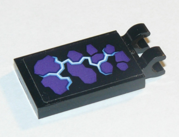30350bpb106 - Tile, Modified 2 x 3 with 2 Clips with Dark Purple Spots and Medium Blue and White Electricity Pattern (Sticker) - Set 70353