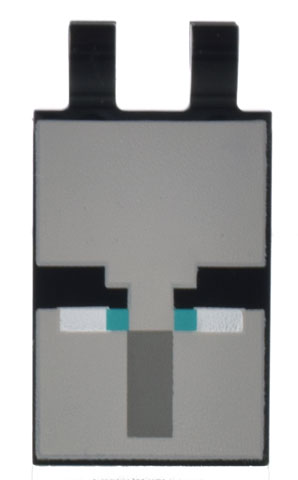 30350bpb108 - Tile, Modified 2 x 3 with 2 Clips with Minecraft Pixelated Black Eyebrows, Dark Turquoise Eyes and Dark Bluish Gray Nose Pattern