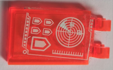 30350bpb117 - Tile, Modified 2 x 3 with 2 Clips with White Nexo Knights Radar Pattern (Sticker) - Set 70317