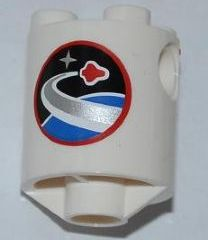 30361pb016 - Brick, Round 2 x 2 x 2 Robot Body with Space Center Logo Pattern on Both Sides (Stickers) - Set 3366