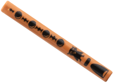 30374px1 - Bar 4L (Lightsaber Blade / Wand) with Black Extended Half Circle and Dots Pattern (Musical Instrument, Flute)