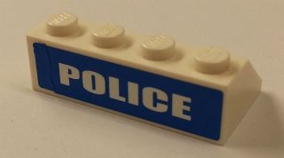 3037pb038 - Slope 45 2 x 4 with White 'POLICE' Blue Background Wide Pattern on Backside (Sticker) - Set 7285