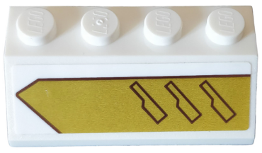 3037pb059R - Slope 45 2 x 4 with Vents on Gold Background Pattern Model Right Side (Sticker) - Set 75970