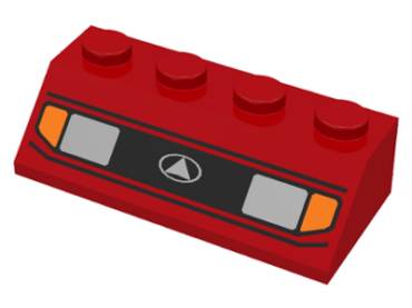 3037px1U - Slope 45 2 x 4 with Silver Headlights, Orange Signal Lights, and Black Lines Pattern