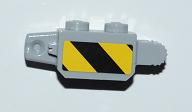 30386pb01 - Hinge Brick 1 x 2 Locking, 9 Teeth with Black and Yellow Thick Danger Stripes Pattern on Both Sides (Stickers) - Set 3179