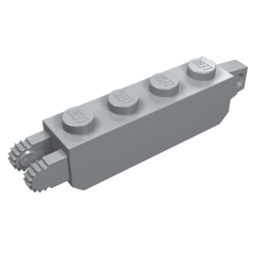 30387 - Hinge Brick 1 x 4 Locking with 1 Finger Vertical End and 2 Fingers Vertical End, 9 Teeth