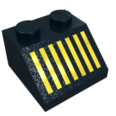 3039p10 - Slope 45 2 x 2 with Yellow Grille with 7 Vertical Lines Pattern