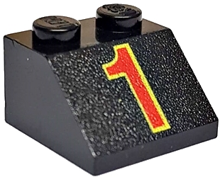3039pb008 - Slope 45 2 x 2 with Red Number 1 with Yellow Outline Pattern