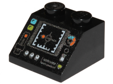 3039pb076 - Slope 45 2 x 2 with Silver Control Panel and Screen Pattern