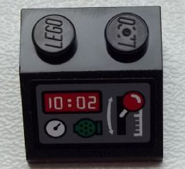 3039pb085 - Slope 45 2 x 2 with Gauge, Clock, Radio and Red Lever Pattern (Sticker) - Set 60051