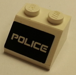 3039pb097 - Slope 45 2 x 2 with White 'POLICE' on Black Background Pattern (Sticker) - Set 5973