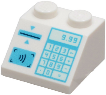 3039pb139 - Slope 45 2 x 2 with Medium Azure Cash Register with '9.99', Keypad, Card Slot and Contactless Payment Pattern