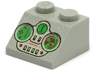 3039px13 - Slope 45 2 x 2 with Green and Light Gray Controls Pattern