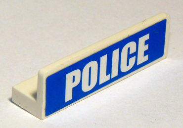 30413pb013 - Panel 1 x 4 x 1 with White 'POLICE' Bold Narrow Font Large on Blue Background Pattern (Sticker) - Sets 3648 / 3661 / 7498 / 7744