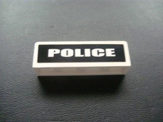 30413pb019 - Panel 1 x 4 x 1 with White 'POLICE' on Black Background Pattern (Sticker) - Set 7236-1