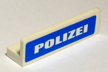 30413pb020 - Panel 1 x 4 x 1 with White 'POLIZEI' on Blue Background Pattern (Sticker) - Set 7236-2