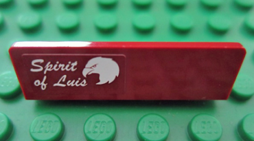 30413pb024L - Panel 1 x 4 x 1 with White 'Spirit of Luis' and Eagle Head Pattern Model Left Side (Sticker) - Set 7307