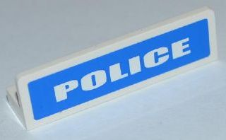 30413pb027 - Panel 1 x 4 x 1 with White 'POLICE' Bold Wide Font on Blue Background Pattern (Sticker) - Set 7236-2