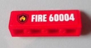 30413pb033L - Panel 1 x 4 x 1 with Flame on Black Shield Fire Logo Badge, White 'FIRE 60004' Pattern Model Left Side (Sticker) - Set 60004