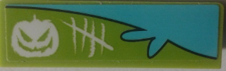 30413pb059L - Panel 1 x 4 x 1 with Medium Azure Water Splash, White Pumpkin Face and Tally Marks Pattern (Sticker) - Set 75901