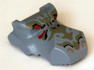 30459pb02 - Dinosaur Head Tyrannosaurus rex, Jaw Top, Set 6720 Pattern - Dark Gray and Red