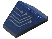 3049pb001 - Slope 45 2 x 1 Double / Inverted with Silver Circuitry 5 Lines Pattern Model Right Side (Sticker) - Set 7702/7703