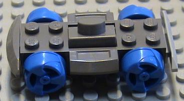 30558c02 - Vehicle, Base 4 x 6 Racer Base with Blue Wheels and Light Gray Bumper