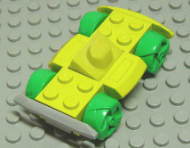 30558c03 - Vehicle, Base 4 x 6 Racer Base with Bright Green Wheels and Light Gray Bumper