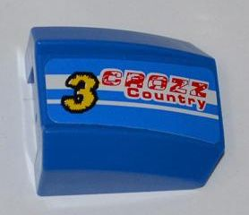 30602pb054R - Slope, Curved 2 x 2 Lip with Yellow Number '3', 'CROZZ Country' and 2 White Lines Pattern Model Right Side (Sticker) - Set 8126