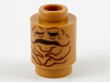 3062pb066 - Brick, Round 1 x 1 with Reddish Brown Mandrake Face and Closed Mouth Pattern