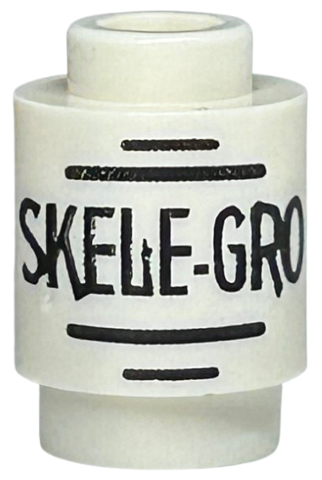 3062pb071 - Brick, Round 1 x 1 with Black 'SKELE-GRO' and Lines Pattern