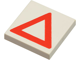 3068p06 - Tile 2 x 2 with Red Warning Triangle Pattern