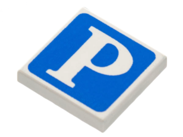 3068pb0007 - Tile 2 x 2 with Capital Letter P on Blue Background Pattern