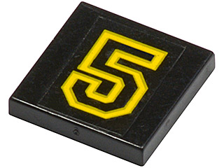 3068pb0011 - Tile 2 x 2 with Number 5 Yellow Outline Pattern (Sticker) - Set 6679-1