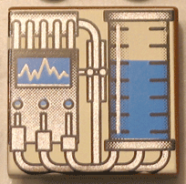 3068pb0043 - Tile 2 x 2 with Graduated Cylinder and Graph, Blue Pattern (SW Vaporator)
