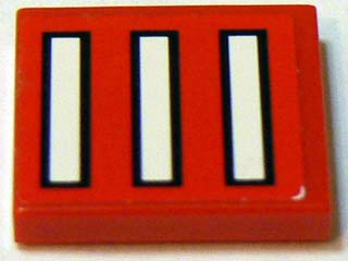 3068pb0066 - Tile 2 x 2 with 3 White Bars with Black Outline on Red Pattern (Sticker) - Set 2556