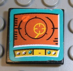 3068pb0109 - Tile 2 x 2 with Orange Screen on Turquoise Background Pattern (Sticker) - Set 8257
