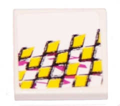 3068pb0149L - Tile 2 x 2 with Yellow Checkered Racing Pattern Model Left Side (Sticker) - Set 8131