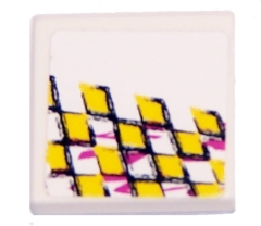 3068pb0149R - Tile 2 x 2 with Yellow Checkered Racing Pattern Model Right Side (Sticker) - Set 8131