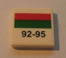 3068pb0212 - Tile 2 x 2 with Red and Green Stripes and '92-95' Pattern (Sticker) - Set 7993