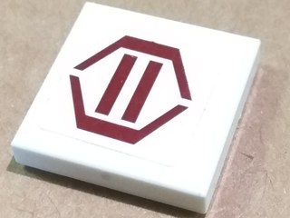 3068pb0297 - Tile 2 x 2 with Dark Red Hexagon and Two Stripes Pattern (Sticker) - Set 8085
