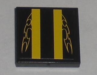 3068pb0304 - Tile 2 x 2 with Yellow Stripes and Flames Pattern (Sticker) - Set 8196