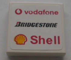 3068pb0322 - Tile 2 x 2 with New Vodafone, Bridgestone and Shell Logos Pattern (Sticker) - Sets 8672 / 8673